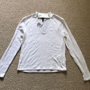 Long sleeved white cutout top